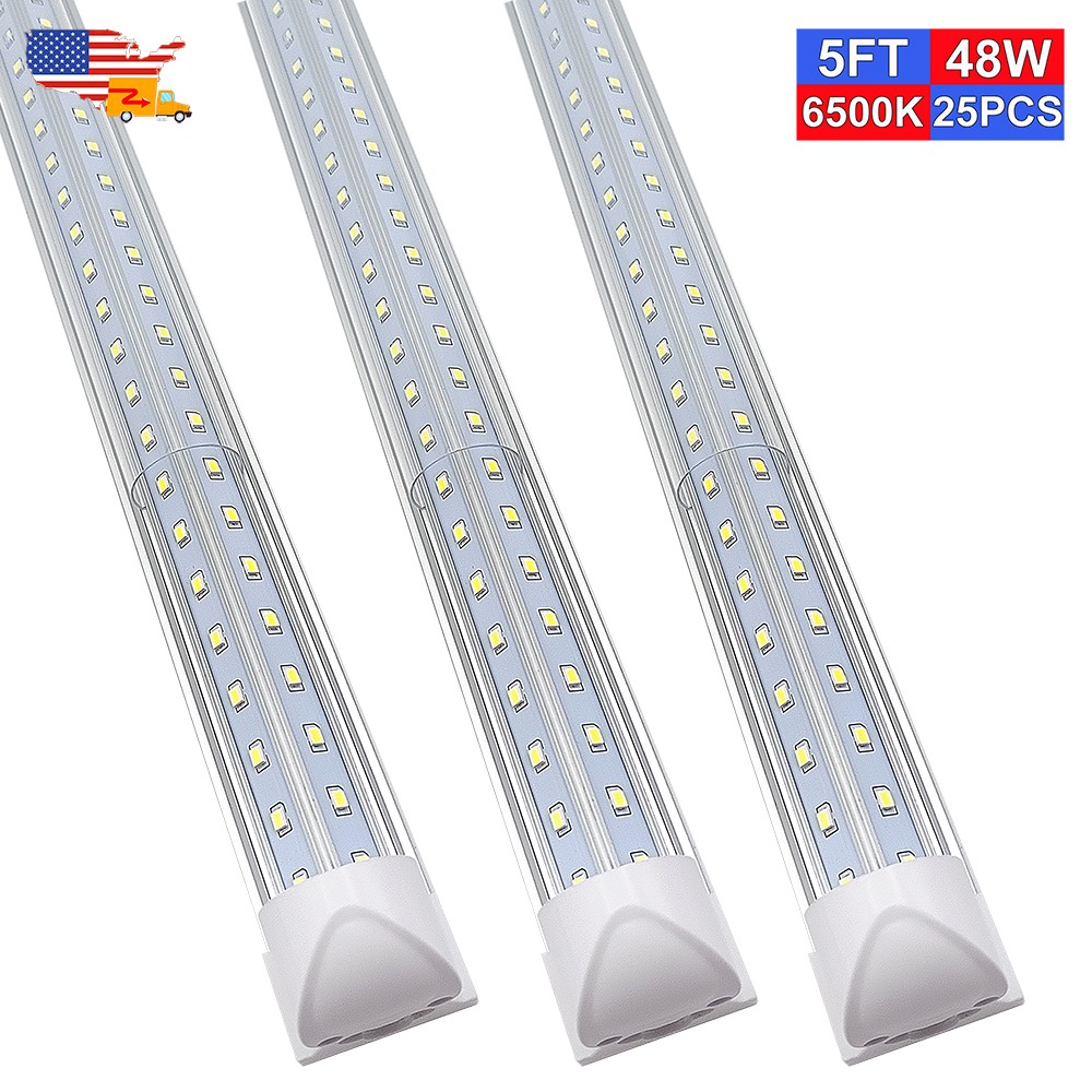 25 Pack 60" T8 Integrated Led Tube Light Bulb 48W 6500K 6200Lm Cooler Fixture gallery