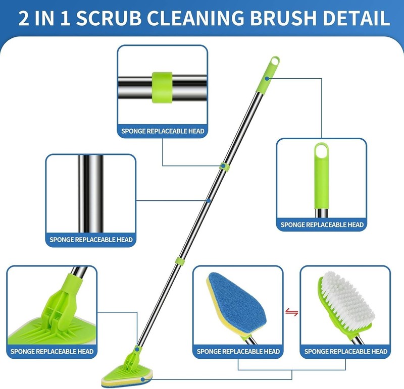 37" Extendable 2-in-1 Scrub Brush with Detachable Heads for Effortless Cleaning gallery