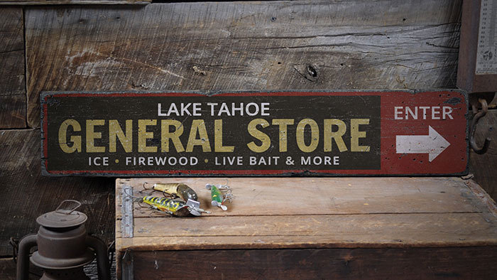 Vintage Lake General Store, General Store Decor -Distressed Wood Sign gallery