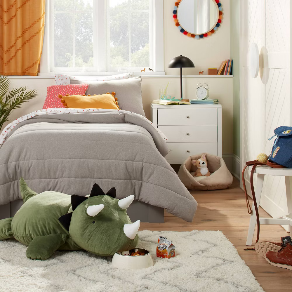 Full/Queen Channel Jersey Comforter Set Gray - Pillowfort gallery