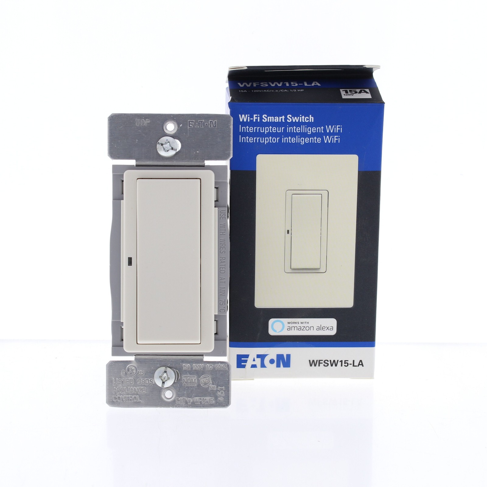 Eaton Lt Almond Smart WiFi Light Switch 3-Way LED/CFL/INC/MLV/ELV WFSW15-LA gallery