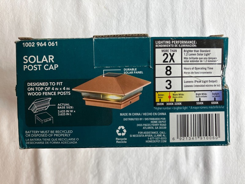 Veranda 1002964061 LED Solar Post Cap w/ Copper Finish 4”x 4” Post gallery