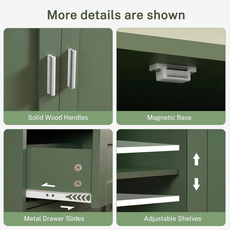 Bathroom Floor Storage Cabinet with Adjustable Shelf, Freestanding Storage Cabin gallery