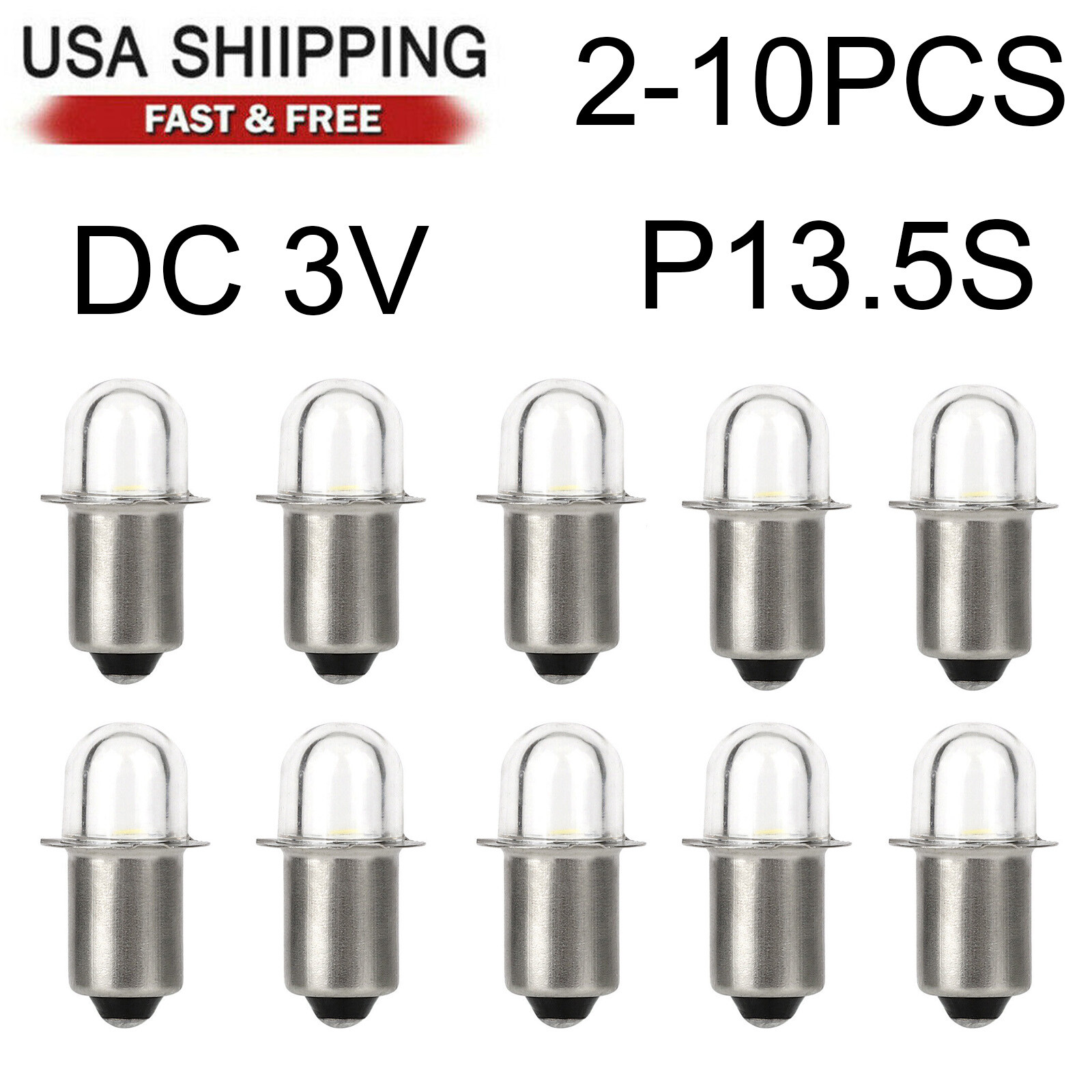 2-10PCS P13.5S LED Flashlight Torch Lamp Bulbs Upgrade Bright White Light DC3V gallery