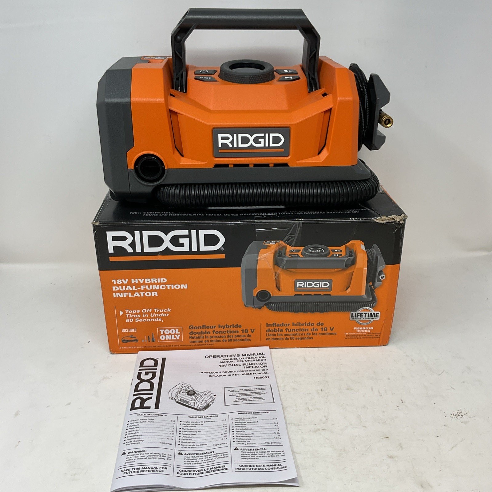 Ridgid 18V Hybrid Dual Function Cordless Inflator Model R86051B *Tool Only* gallery