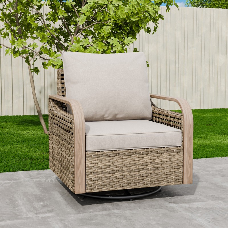 EAGLE PEAK Modern Wicker Outdoor Glider Swivel Rocking Chair gallery
