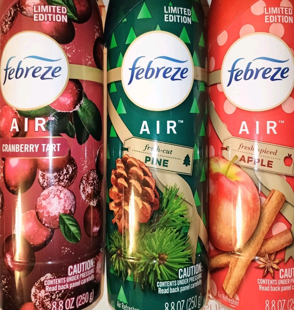5 Febreze Sprays Fresh-Cut Pine, Apple, Pumpkin Roll, Cranberry Tart Holiday Mix gallery