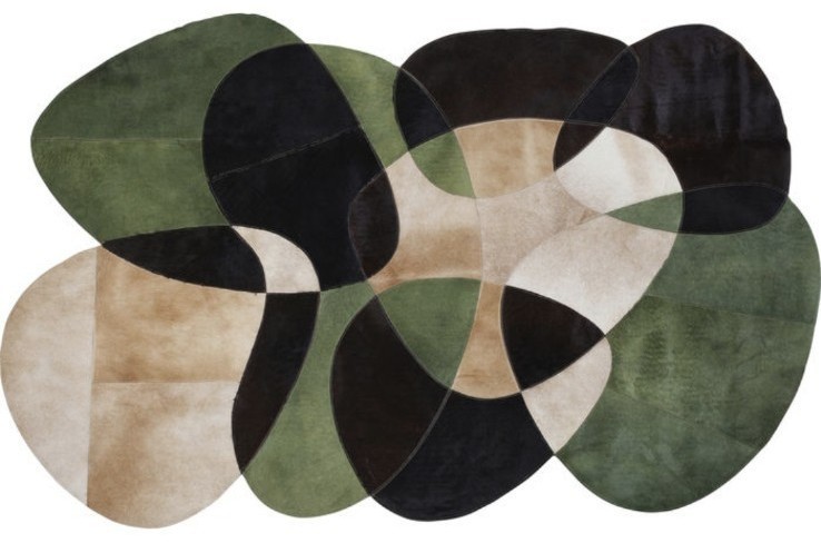 Irregular Shape Tufted Rug, Contemporary Layer Rug, 100% Wool Area Rug, Hand gallery