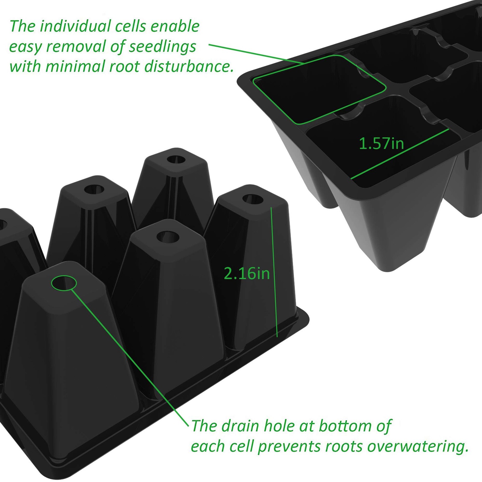Gardzen 30 Pack 6-Cell Seed Starting Tray for Seedlings, Plant Starter Trays wit gallery