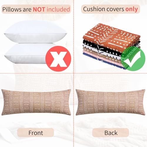 Boho Body Pillows Covers Decorative Long Lumbar 54" x 20" (Pack of 1) Brown gallery