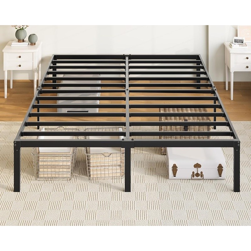 Metal Bed Frame W/ Storage Minimalist Design Easy Assembly Squeak Resistant New gallery