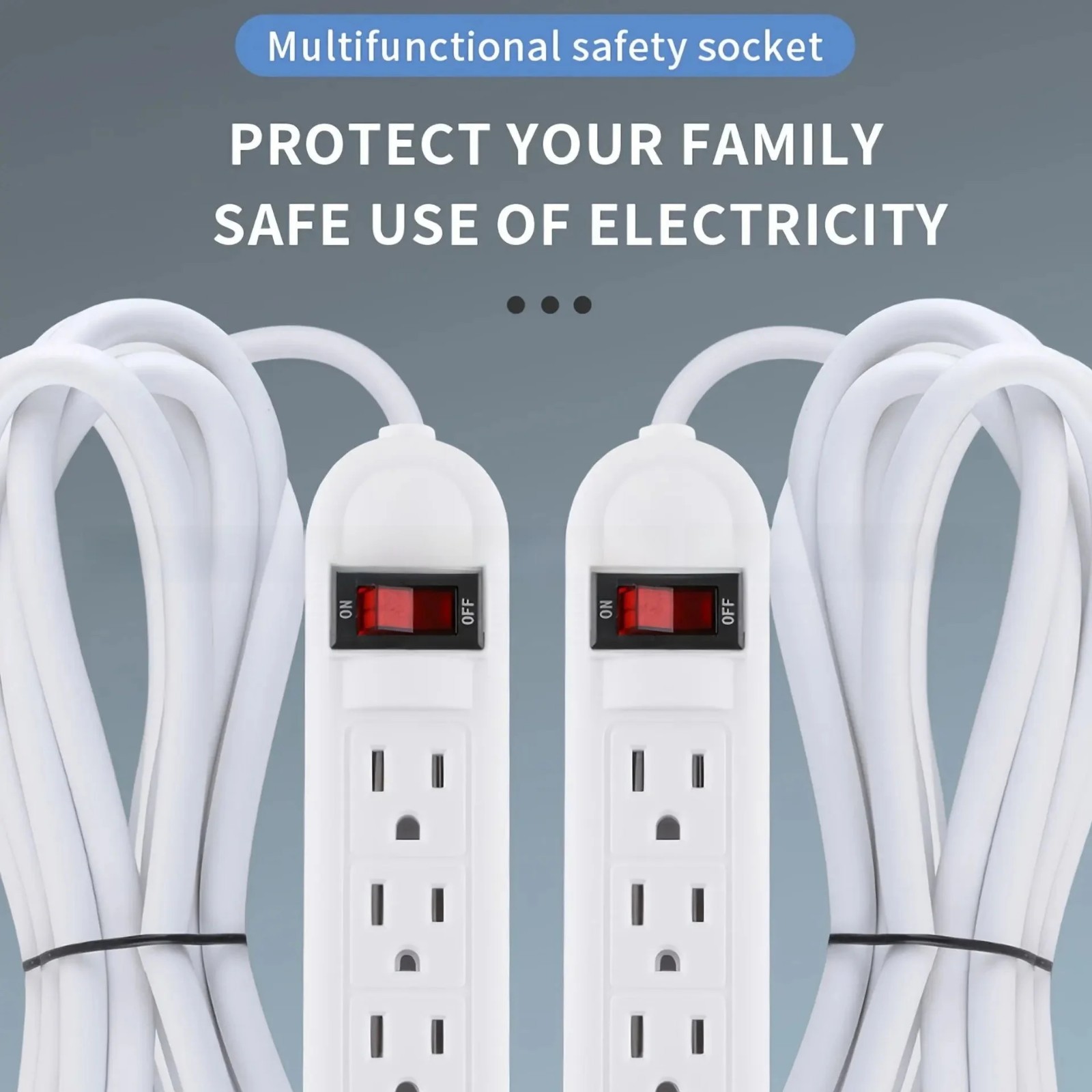 6 Outlet Power Strip US Plug Multi Socket Extension Switch Home Office gallery