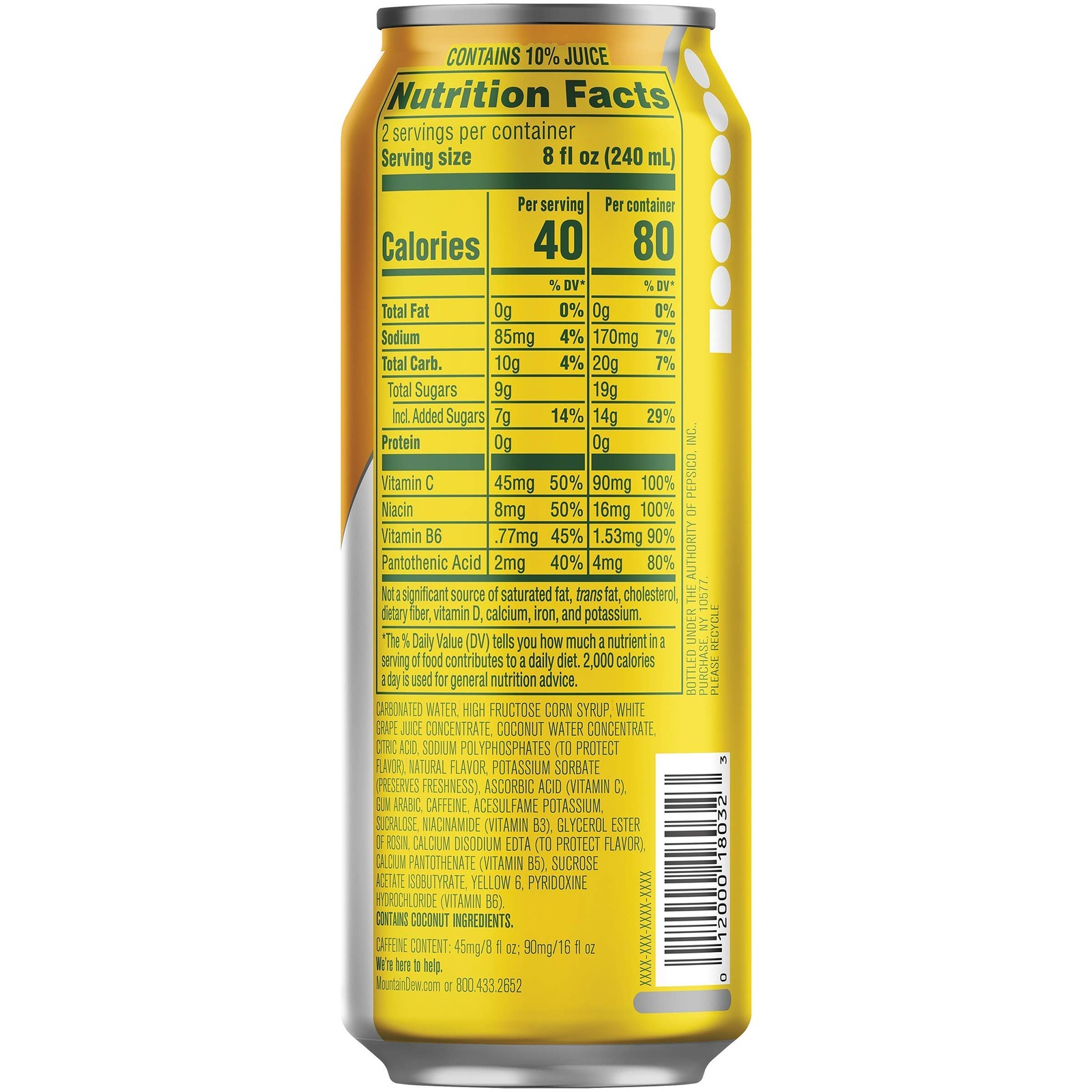 Mountain Dew Kickstart Pineapple Orange Mango 90mg Caffeine Pack of 12 gallery