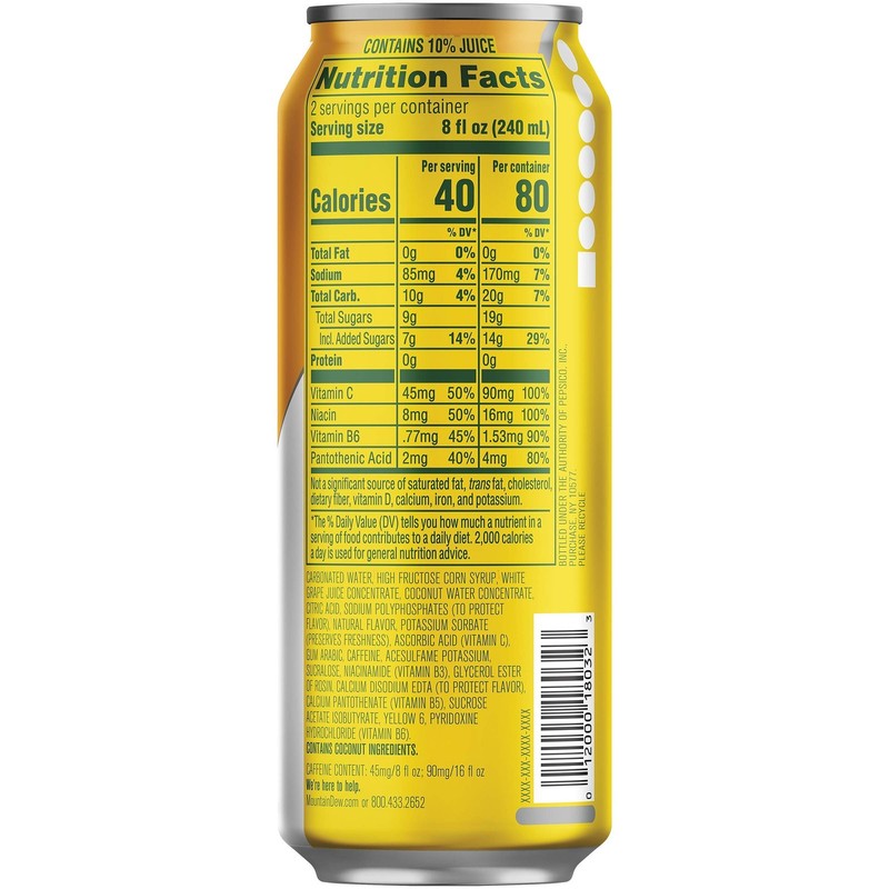 Mountain Dew Kickstart Pineapple Orange Mango 90mg Caffeine Pack of 12 gallery