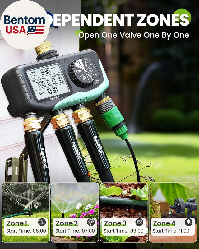 Sprinkler Timer 4 Zone, Water Timer for Programmable, for Soaker Hose with Rain gallery