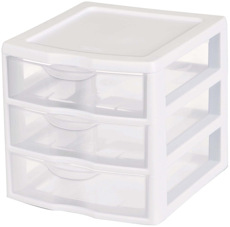 Small 3 Drawer Desktop Unit, Plastic, White gallery