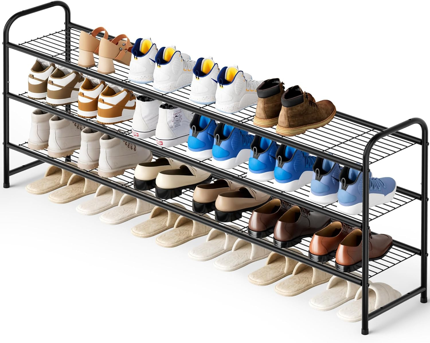 3-Tier Long Shoe Rack for Closet Metal Shoe Organizer for Entryway, Wide Stackab gallery