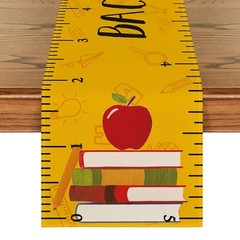 Student Table Runner, First Day of Decor, Home Party, 13×72 Inch, Yellow