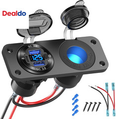 12V USB Outlet Marine Switch Panel Plug, PD3.0 and Dual QC3.0 USB Ports Aluminum