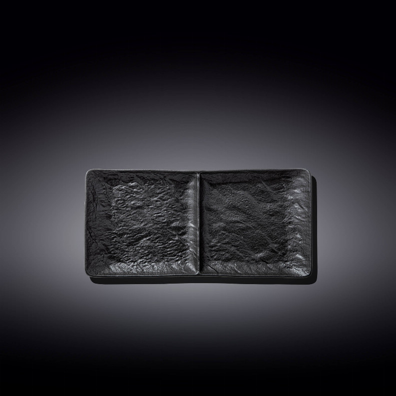 [ Set of 3 ] RECTANGULAR 2 SECTION DISH 10.5" X 5" | 27 X 13 CM Black gallery