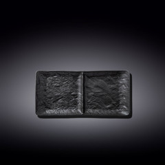 [ Set of 3 ] RECTANGULAR 2 SECTION DISH 10.5″ X 5″ | 27 X 13 CM Black