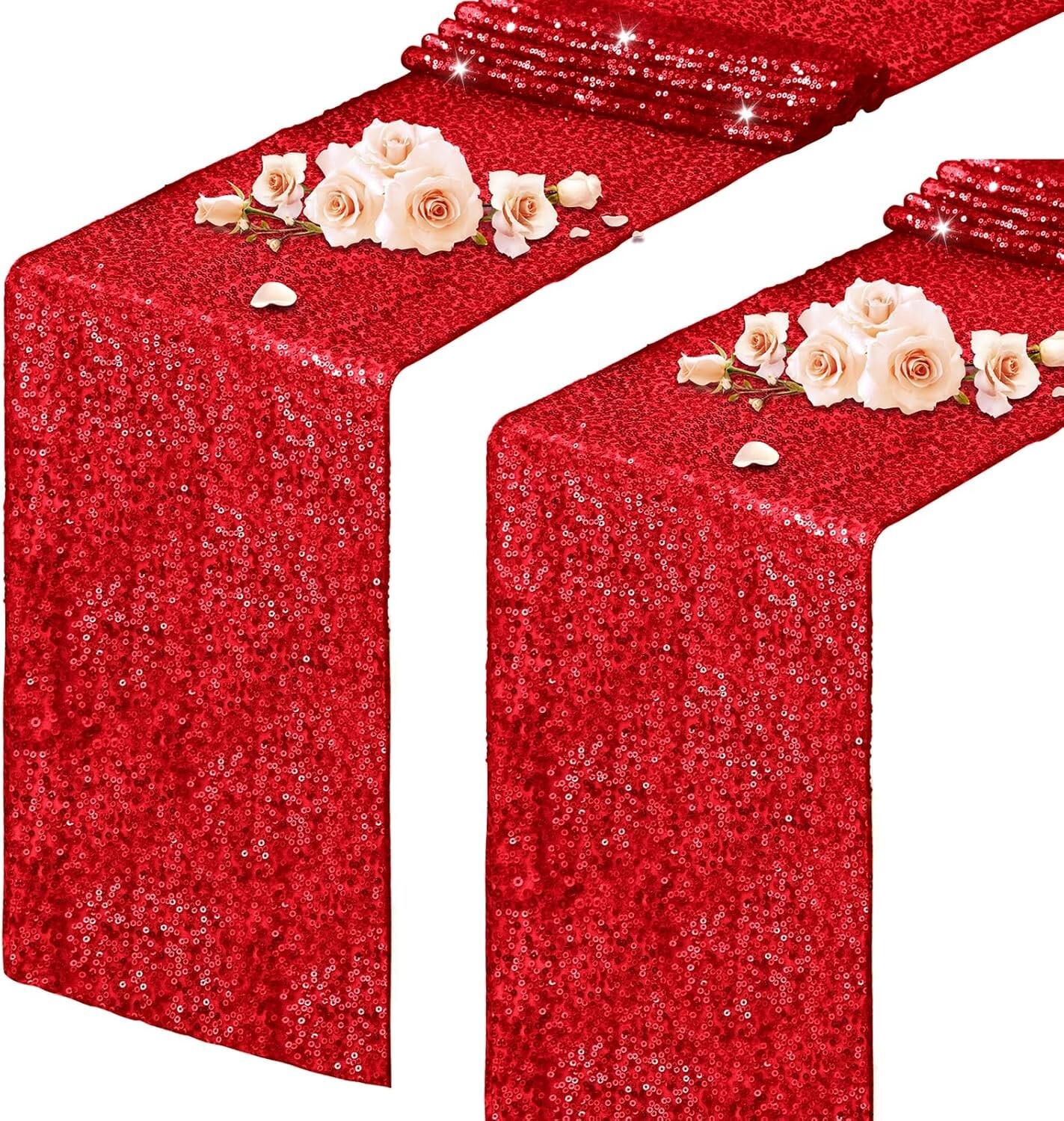 Red Sequin Table Runner 12x108 inch Wedding Party Decor Shiny Sequin Runner 2 pk gallery