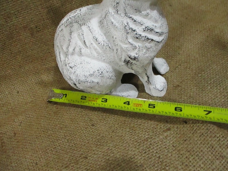 Large Cast Iron RABBIT Easter BUNNY Garden Statue RUSTIC Home Decor 7" White gallery