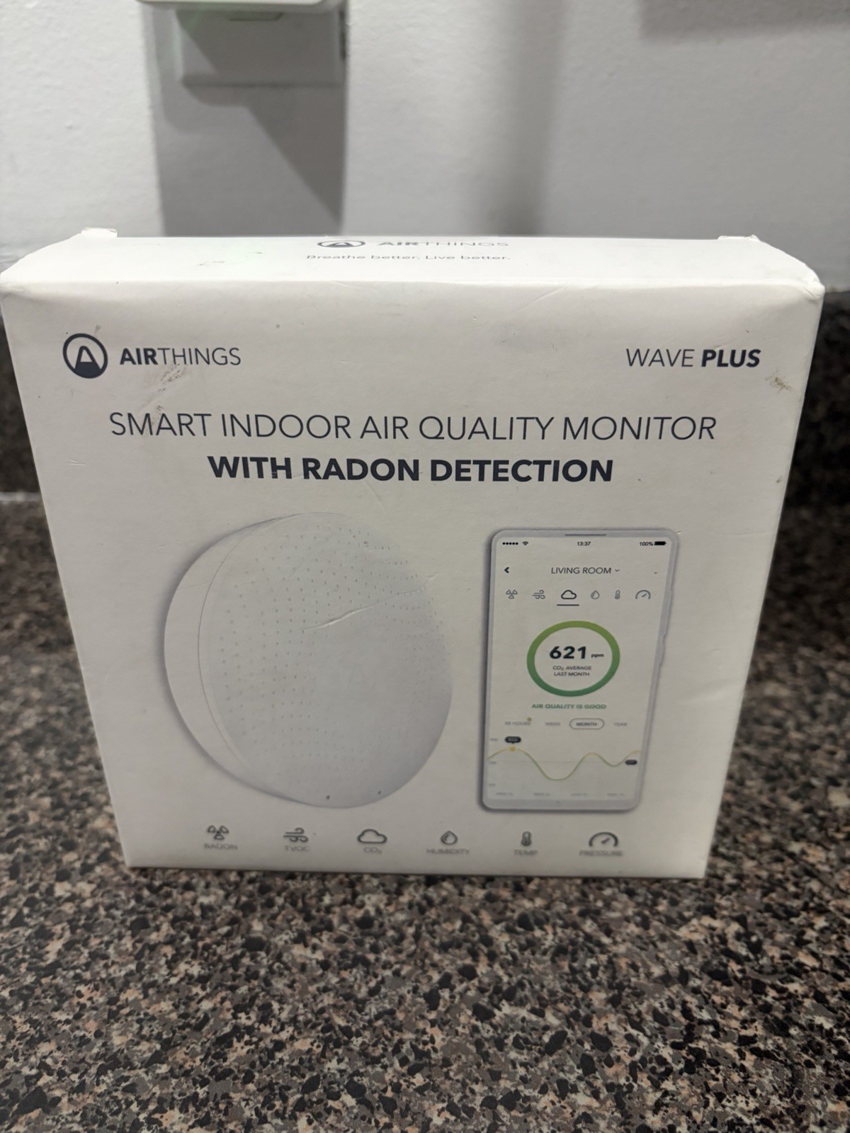 Airthings Wave Plus 2930 Smart Indoor Air Quality Monitor W/ Radon Detection gallery