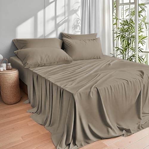 Home Sheets Bed Sheet Set, 100% Rayon derived from Bamboo, Queen Taupe gallery