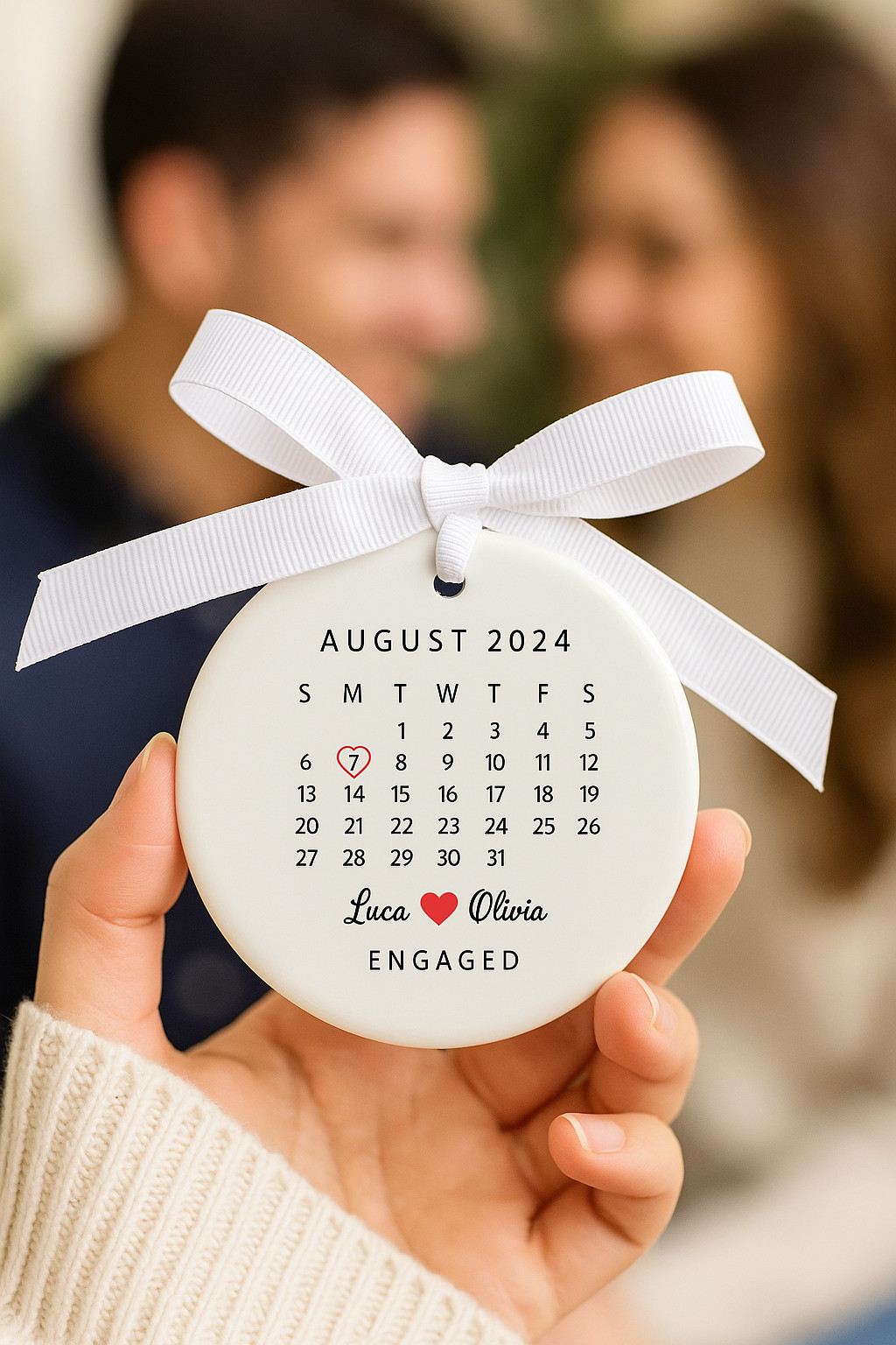 Engagement Calendar Ornament Personalized with Names & Date – Custom Couple Gift gallery