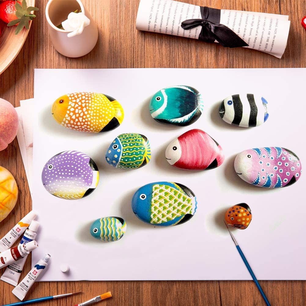 100 PCS Rocks Bulk for Painting Natural River DIY Rocks Flat & Smooth Kindnes... gallery