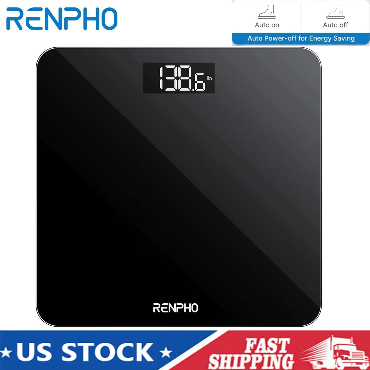 Digital Body Weight Bathroom Scale w/ Step-on Technology Battery Powered 400lbs gallery