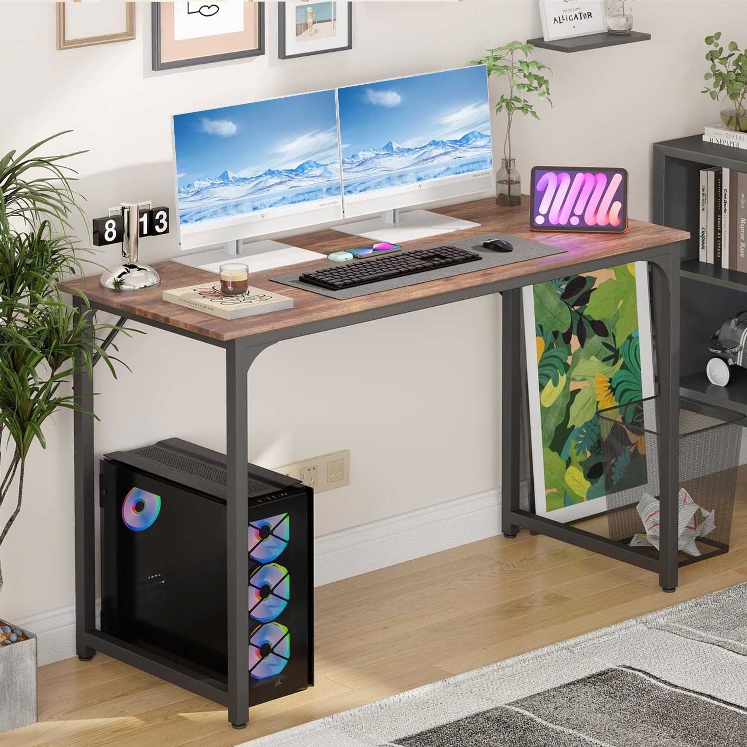 Computer Desk,47.2 inches Home Office Desk Writing Study Table Modern Simple Sty gallery