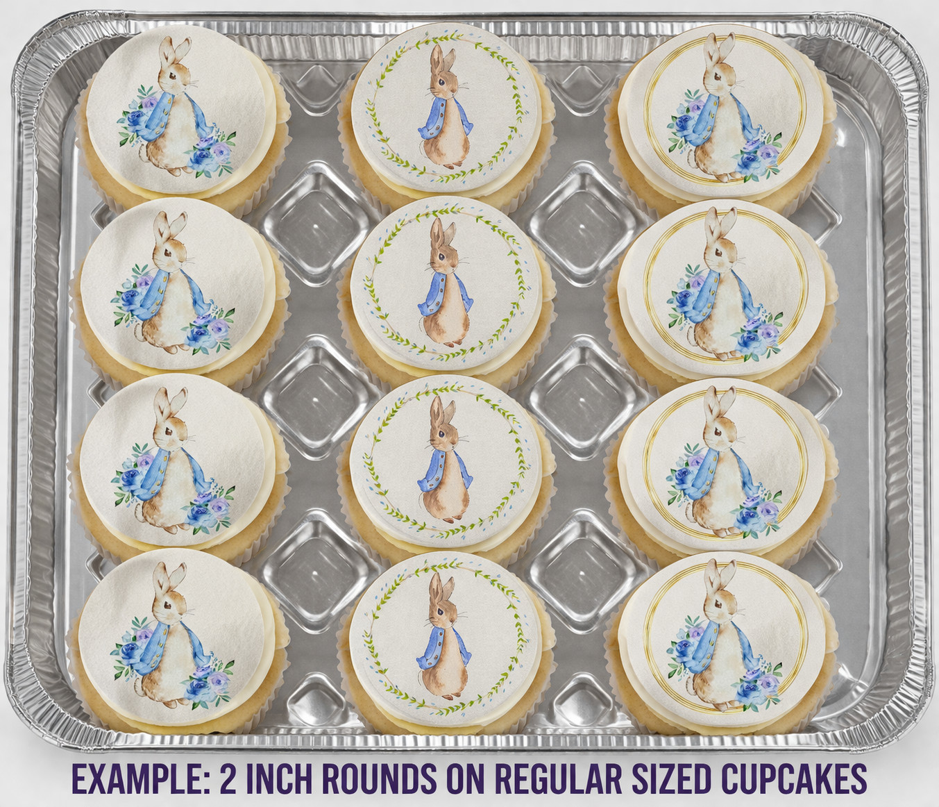 12 pc. Beatrix Potter, Peter Rabbit BLUE edible image rounds, choose sz. PRE CUT gallery