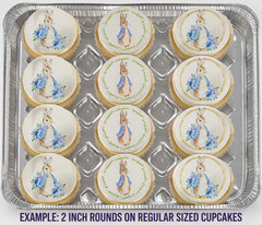 12 pc. Beatrix Potter, Peter Rabbit BLUE edible image rounds, choose sz. PRE CUT