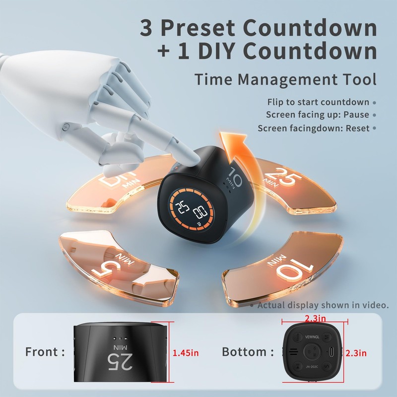 Cube Productivity Timer, 25/5/10/45 Min Presets, Desk Flip Timer for Pomodoro... gallery