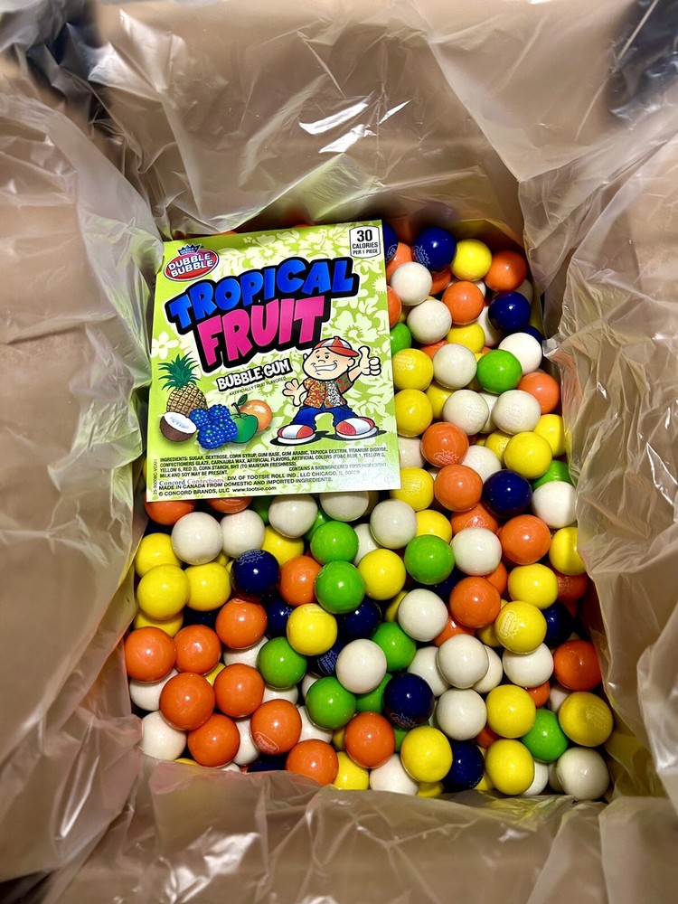 Double Bubble Gumballs One Inch Candy Bulk 1LB 2LB 3LB 4LB 5LB Tropical Fruit