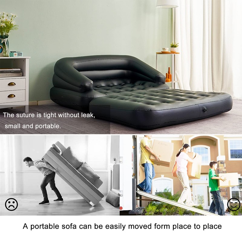 Inflatable Sofa Bed for Camping, Pool Float Couch Outdoor Mattress Bed with A... gallery