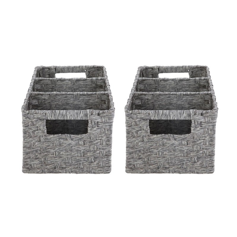3-Compartment Storage Basket Set With Handles, Set of 2 gallery