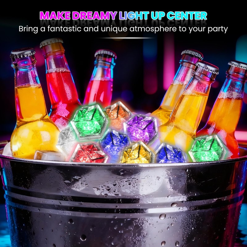 Light Up Ice Cubes, 18 Pack Multi Color Led Ice Cubes for Drinks IP67 Waterpr... gallery