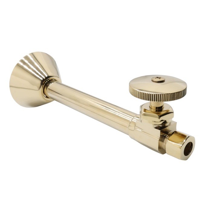 Round Handle Straight Stop 1/2" Sweat x 3/8" OD Compression Outlet Brass gallery