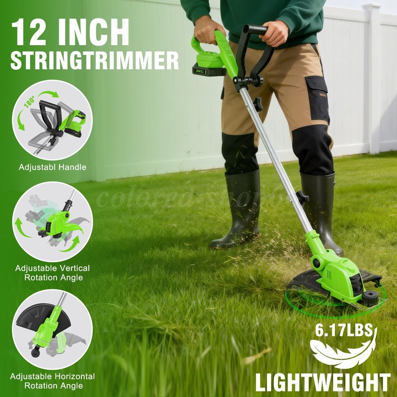 Electric Cordless Grass String Trimmer Lawn Edger Weed Wacker Cutter & 2 Battery gallery