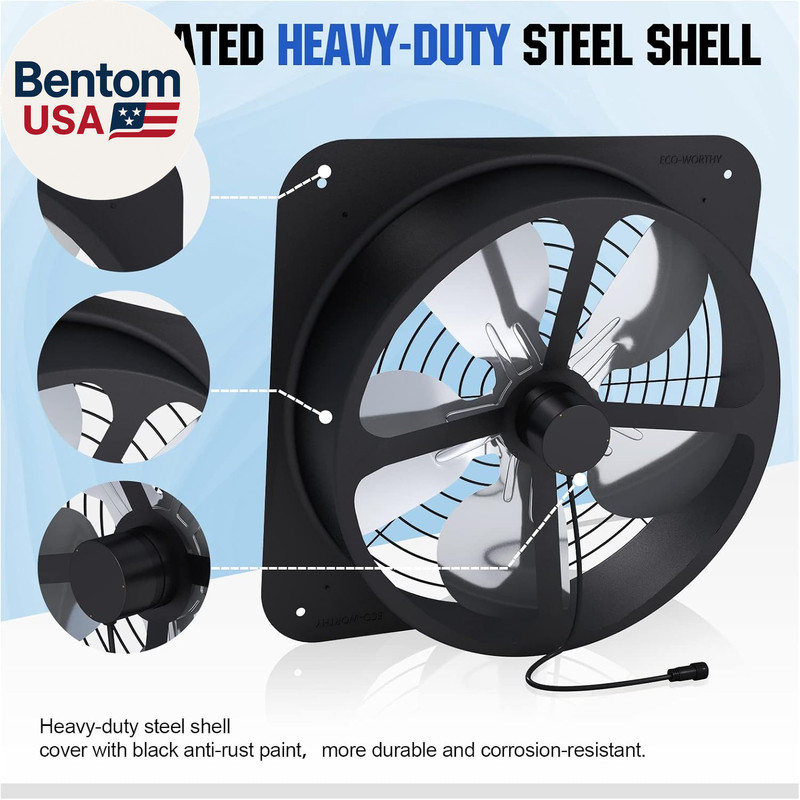 25W Solar Powered Attic Ventilator Gable Roof Vent Fan with 30W Foldable Panel - gallery