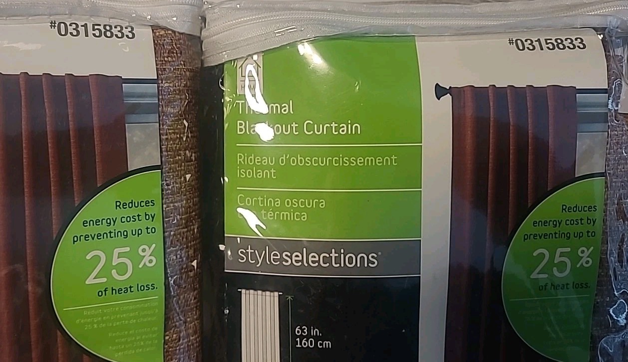2 Style Selections ROBERTA Rod Pocket Panels Blackout BRICK 63" #0315833 (B2-G10 gallery