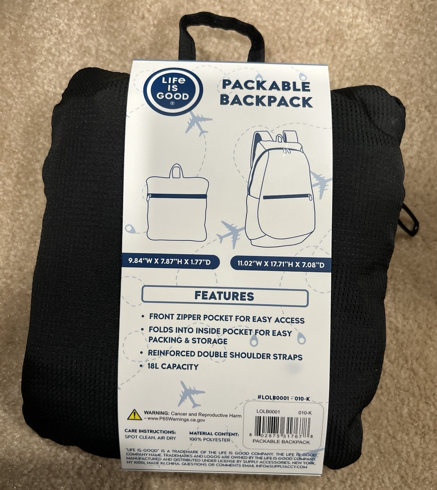 Life Is Good Packable Backpack 18L Black 2