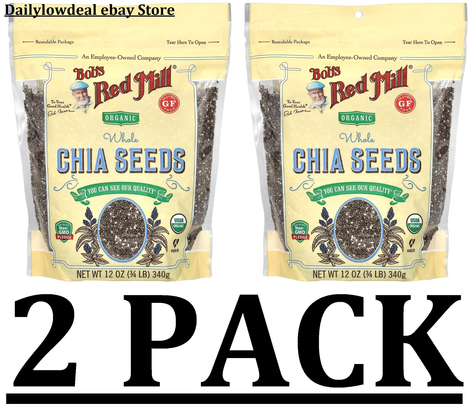 2 PACK- Bob's Red Mill Organic Whole Chia Seeds 12 oz Each gallery
