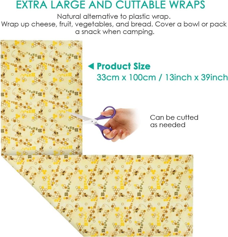 Versatile Beeswax Wraps 13x39'' Roll—Perfect for Sandwiches, Snacks & More gallery
