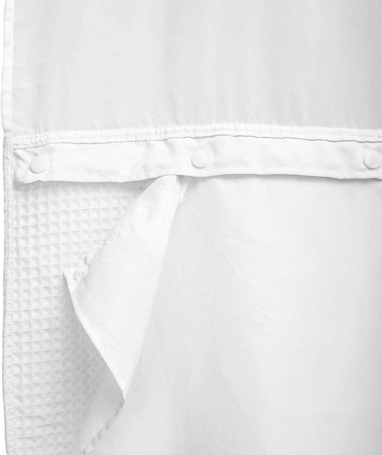 Fabric Snap-in Shower Curtain Liner Replacement Compatible with Hookless Show... gallery