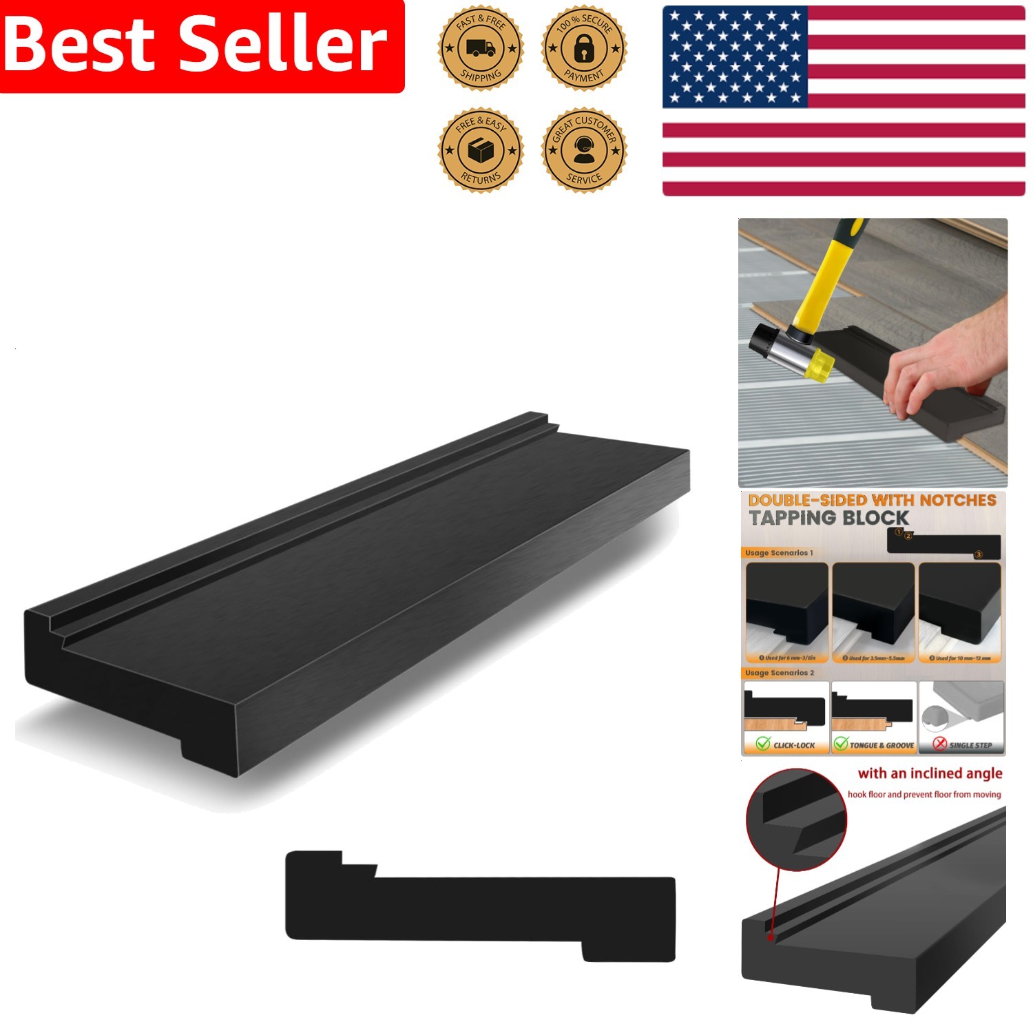 Universal Flooring Tapping Block Vinyl Plank Laminate Tongue Groove Click Lock gallery