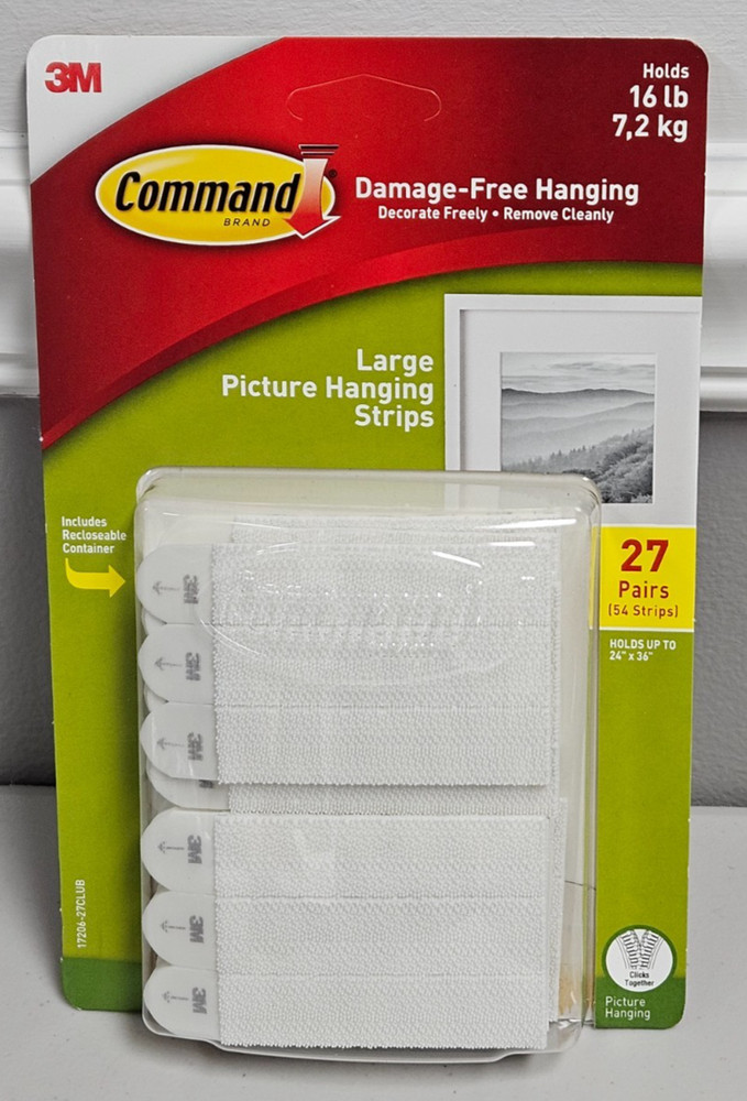 140 3M Command Damage-Free Hanging Strips White Removes Cleanly Poster Hanging
